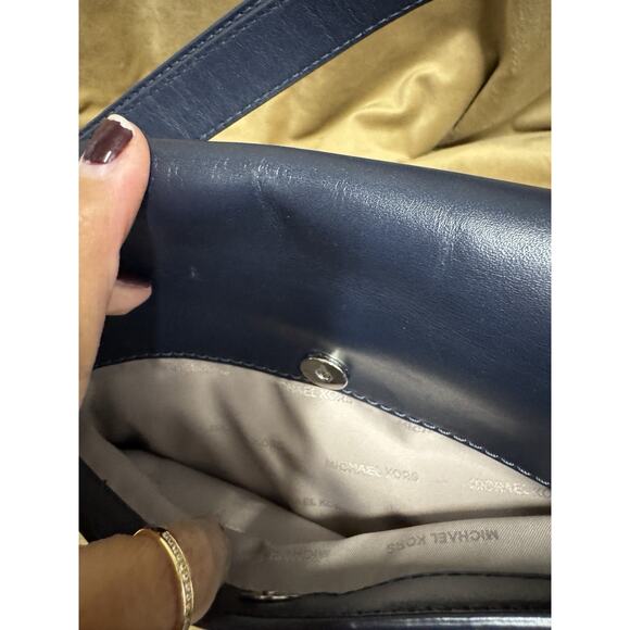 NWT Michael kors quiet designer Shoulder Leather Navy Blue - Picture 8 of 13